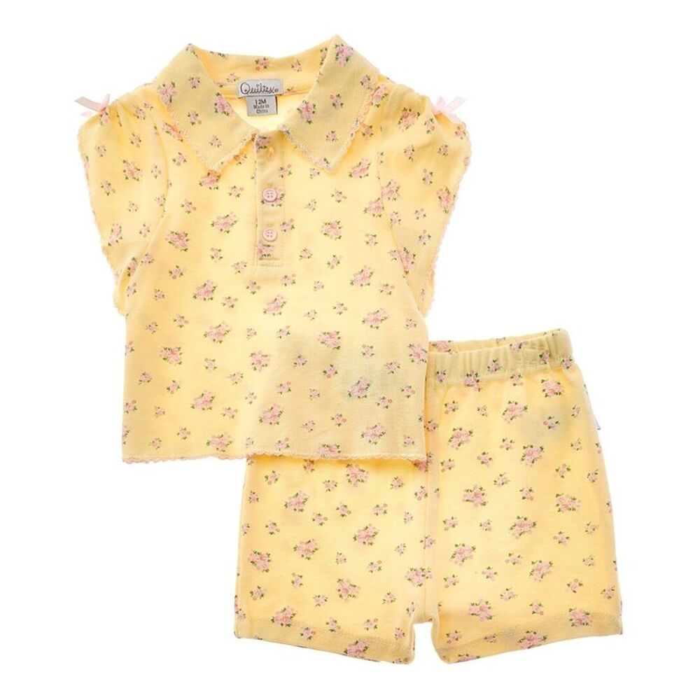 Quiltex 2Pc Flowers Polo Shirt & Short Set